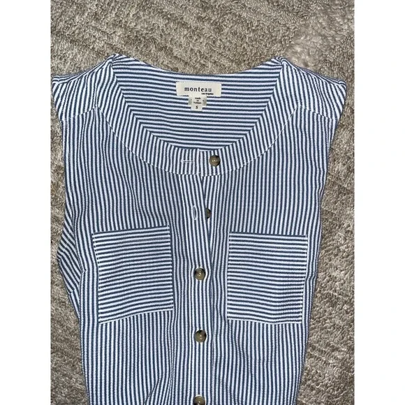 Women's Monteau Los Angeles Striped Sleeveless Midi Tank Dress Size S - Picture 2 of 4